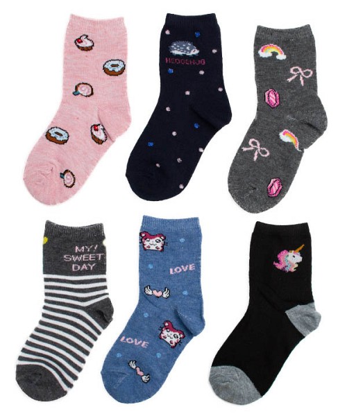 Κάλτσες παιδικές κορίτσι ημίκοντες 6 τεμ 27-31 (7-9)